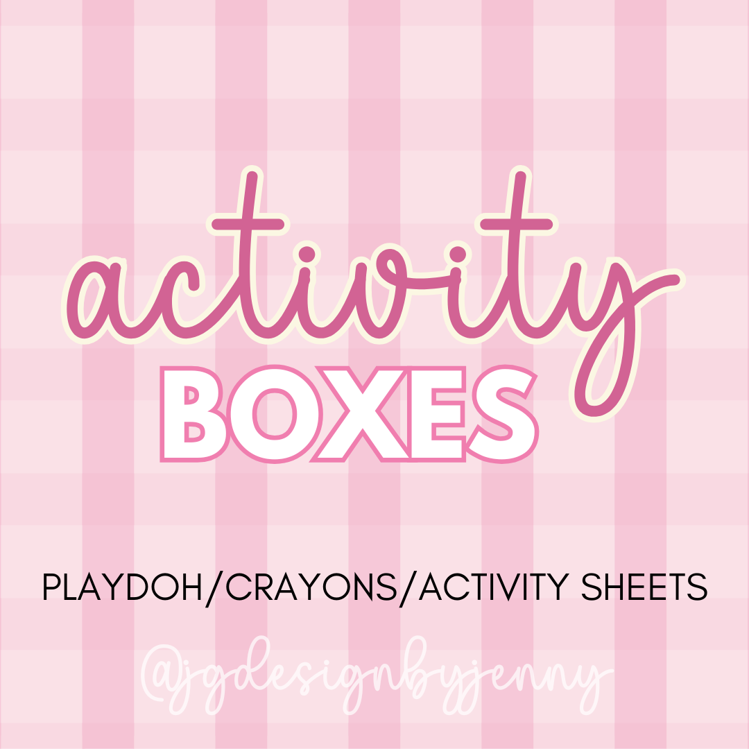 Custom Activity Boxes- Play Doh, Crayons & Activity Sheets