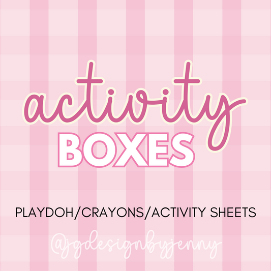 Custom Activity Boxes- Play Doh, Crayons & Activity Sheets